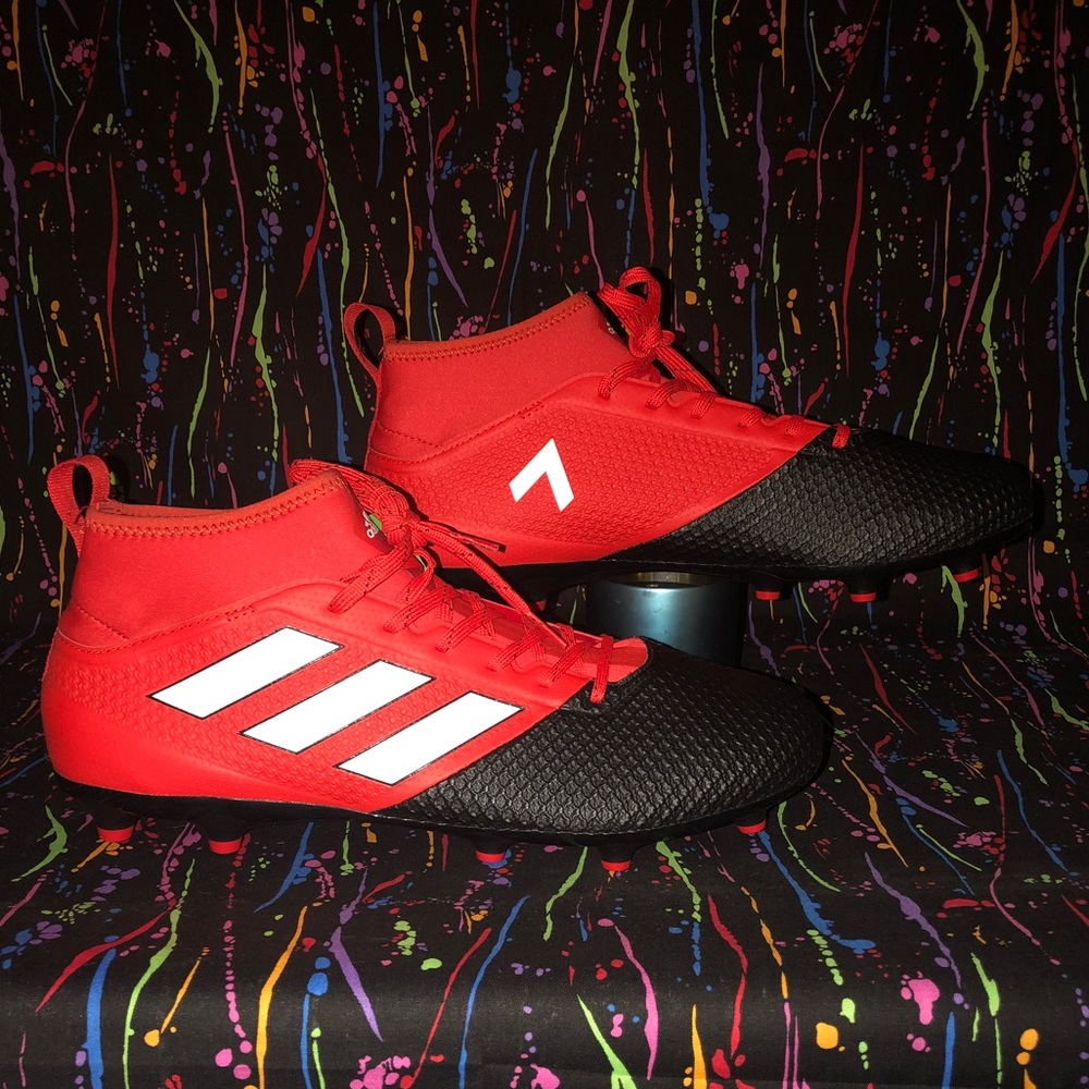 ACE 17.3 FG PRIMEMESH SOCCER CLEATS BALCK RED